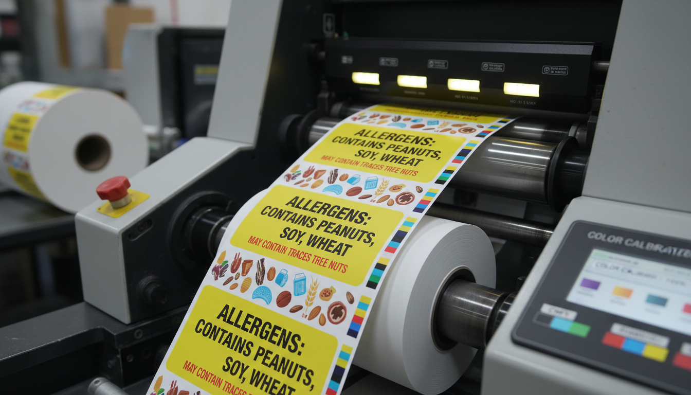 Food allergen label printing process