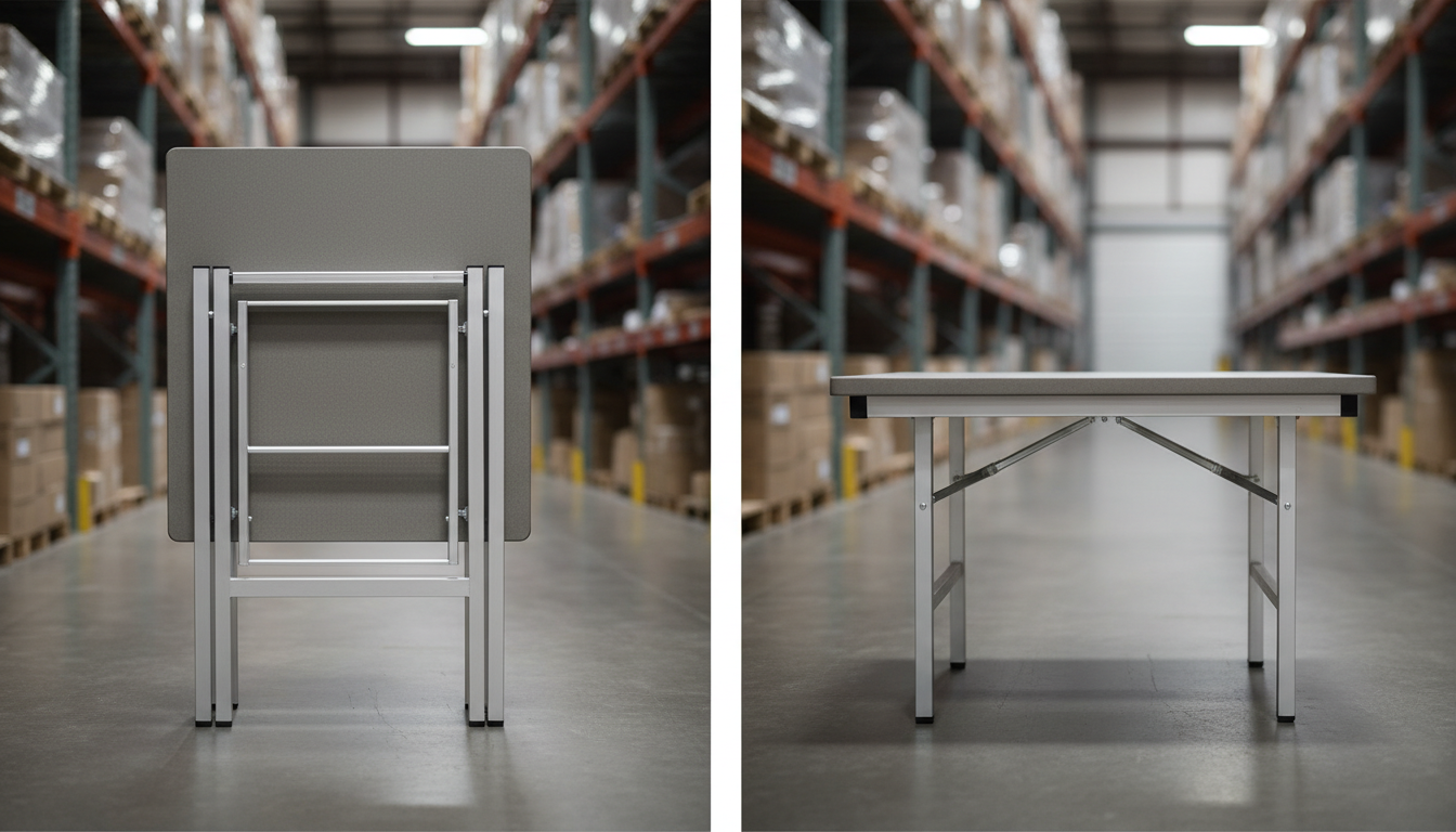 heat resistant folding table: comparison of standard vs low profile folding table stack height and leg design