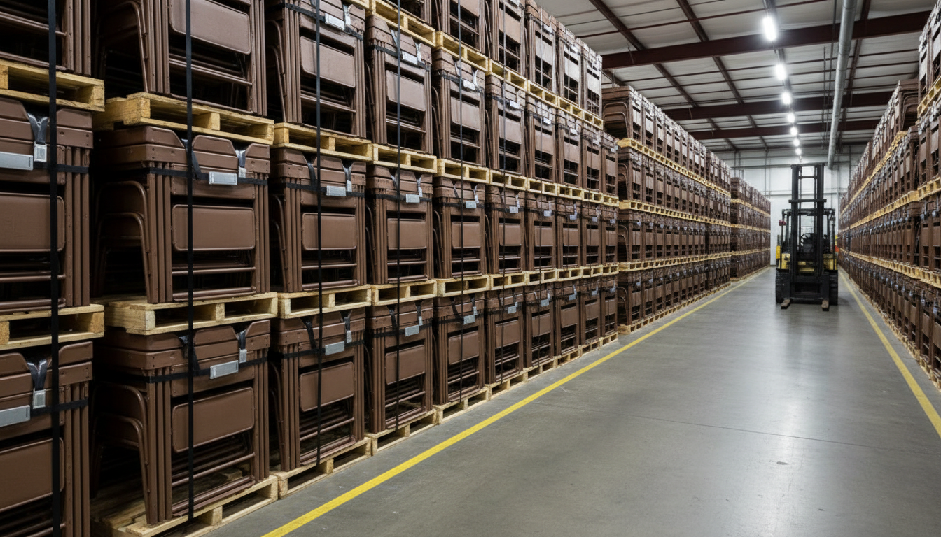 Organized storage of pre-bundled outdoor chair portable units