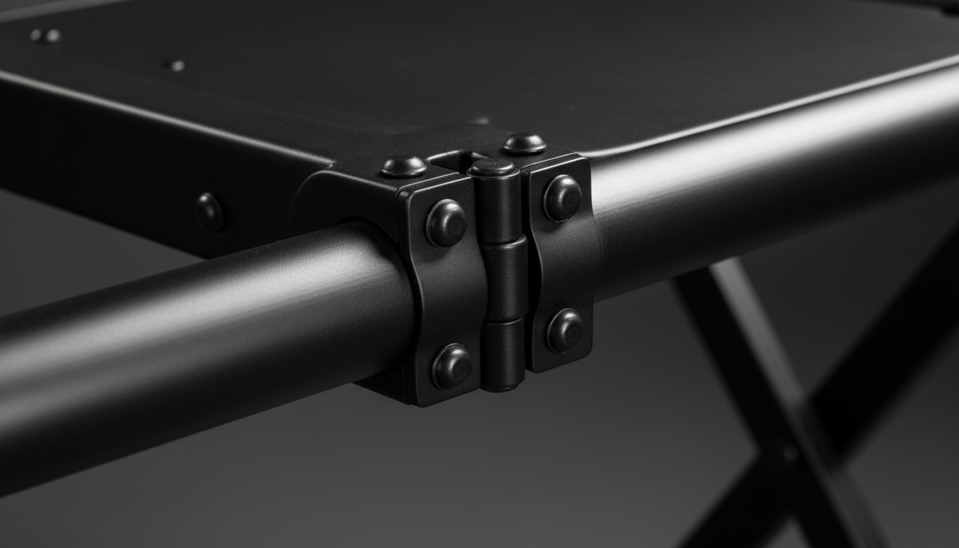 camping tables and chairs: close-up detail of a commercial-grade powder-coated steel chair frame joint