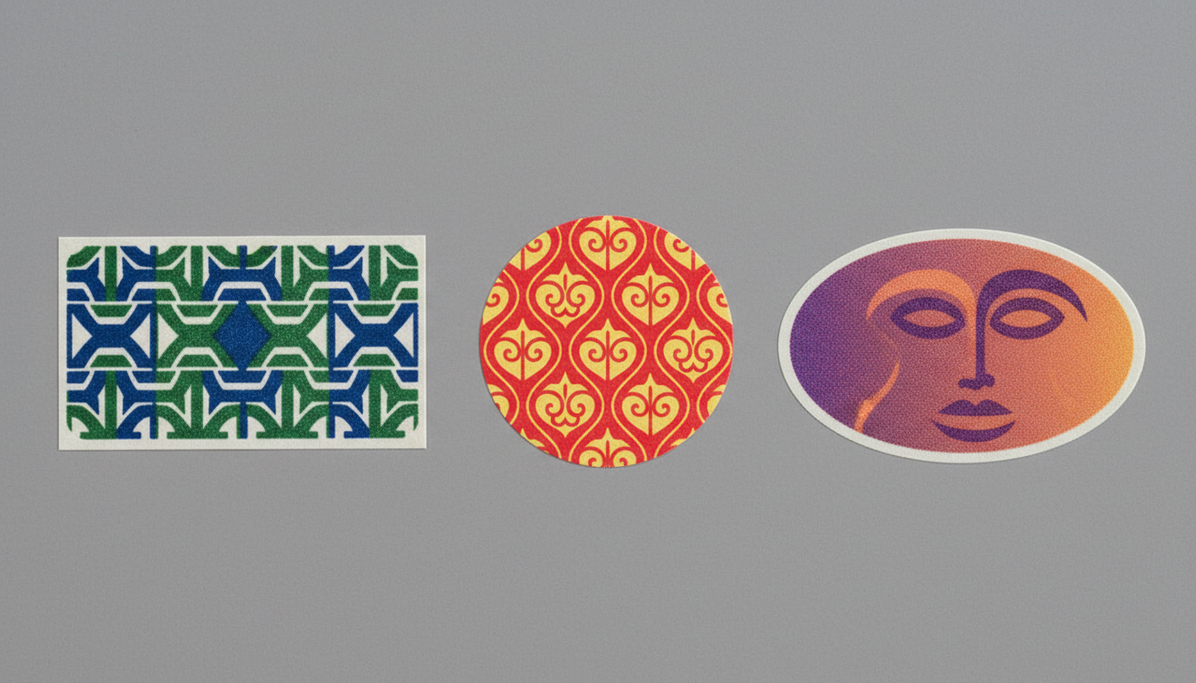 Close-up comparison of silk screen, flexographic, and digital printed label textures