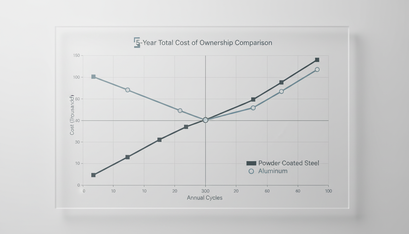 5-year TCO comparison chart for aluminum vs steel frames
