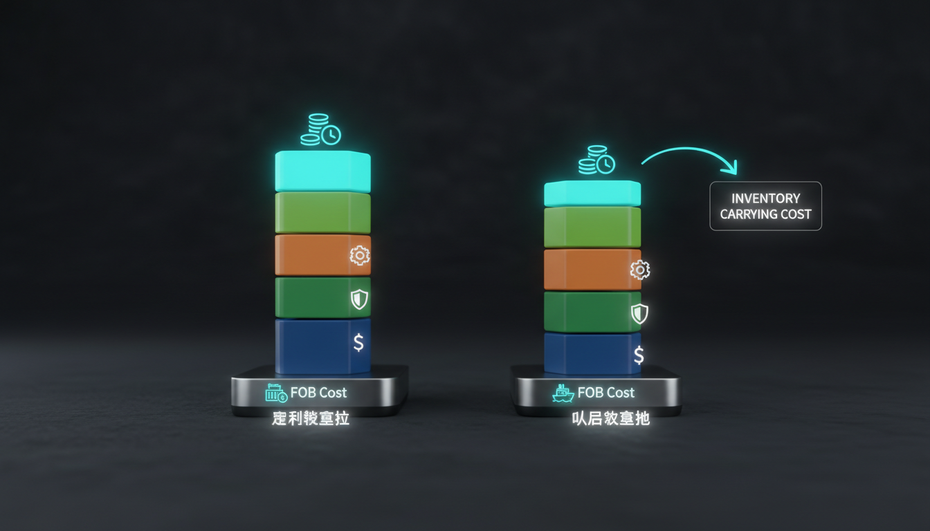 Visual comparison of total landed cost stacks for two suppliers