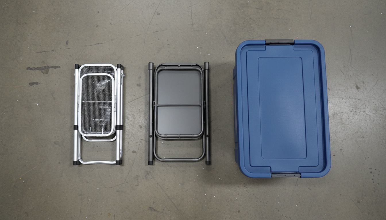 Side-by-side comparison of folded small camping table profiles for transport