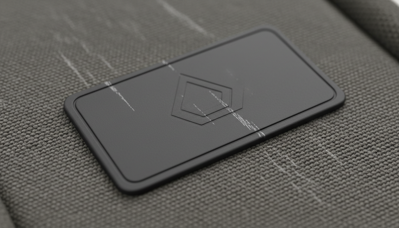 label printing custom: close-up of durable custom label on outdoor fabric after abrasion testing